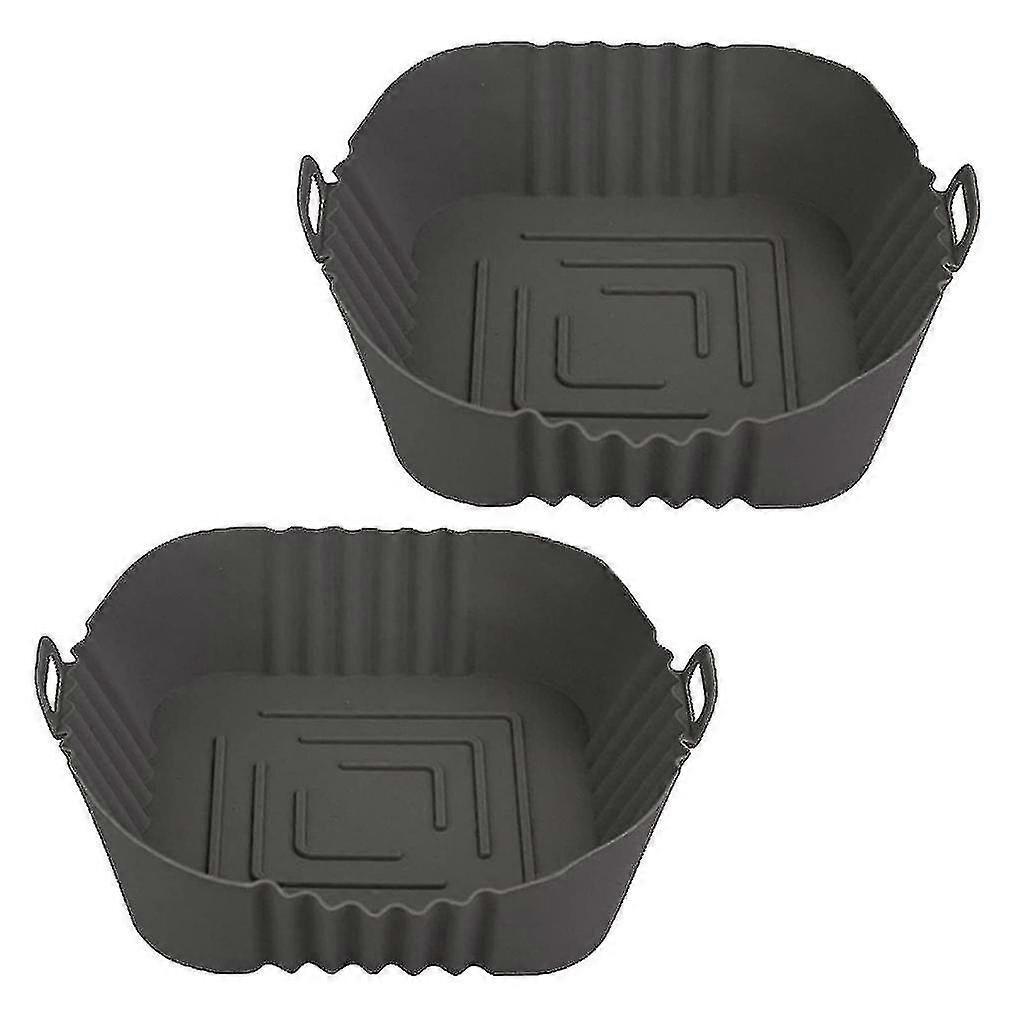 Für Fritteuse Silikontopf, 8,5 Zoll wiederverwendbare Fritteuse Liner Square Fritteuse Zubehör, Silikon (2 x grau)