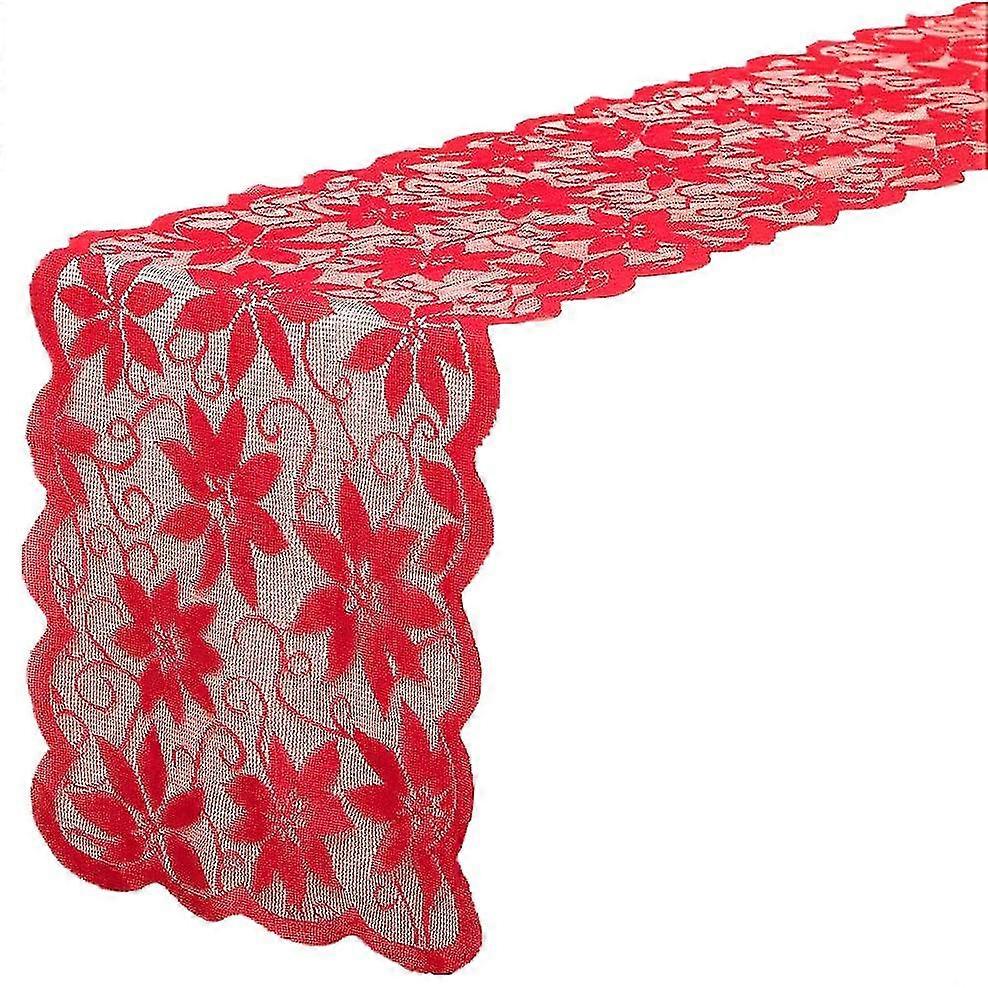 Christmas Table Runner With Red Leaves Lace Festival Table Runner Christmas Table Decoration For Pa