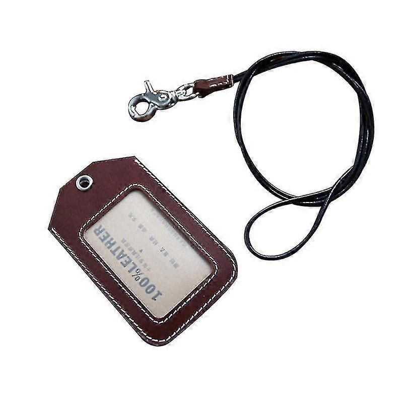 نمط عمودي الجلود بطاقة الهوية حامل بطاقة القضية مع حزام الرقبة Lanyard