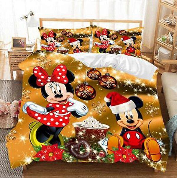 v5390 Bed Sheets Christmas Mickey Minnie Mouse Doona Duvet Cover Bedding PillowCase  Cover Bed Sheets IU5390