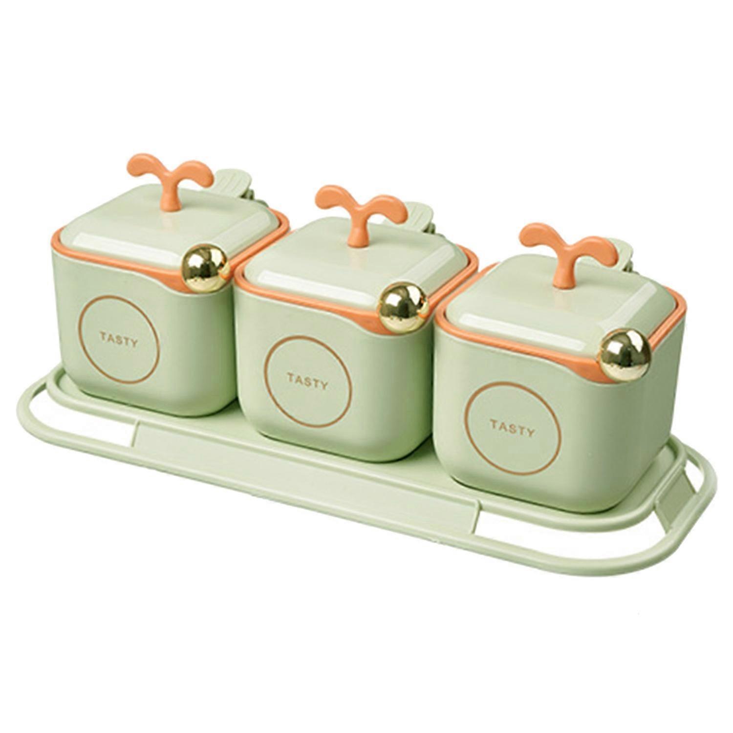1 Set Seasoning Box Large Capacity Good Sealing Dust-proof Salt Spice Storage Box Home Supply