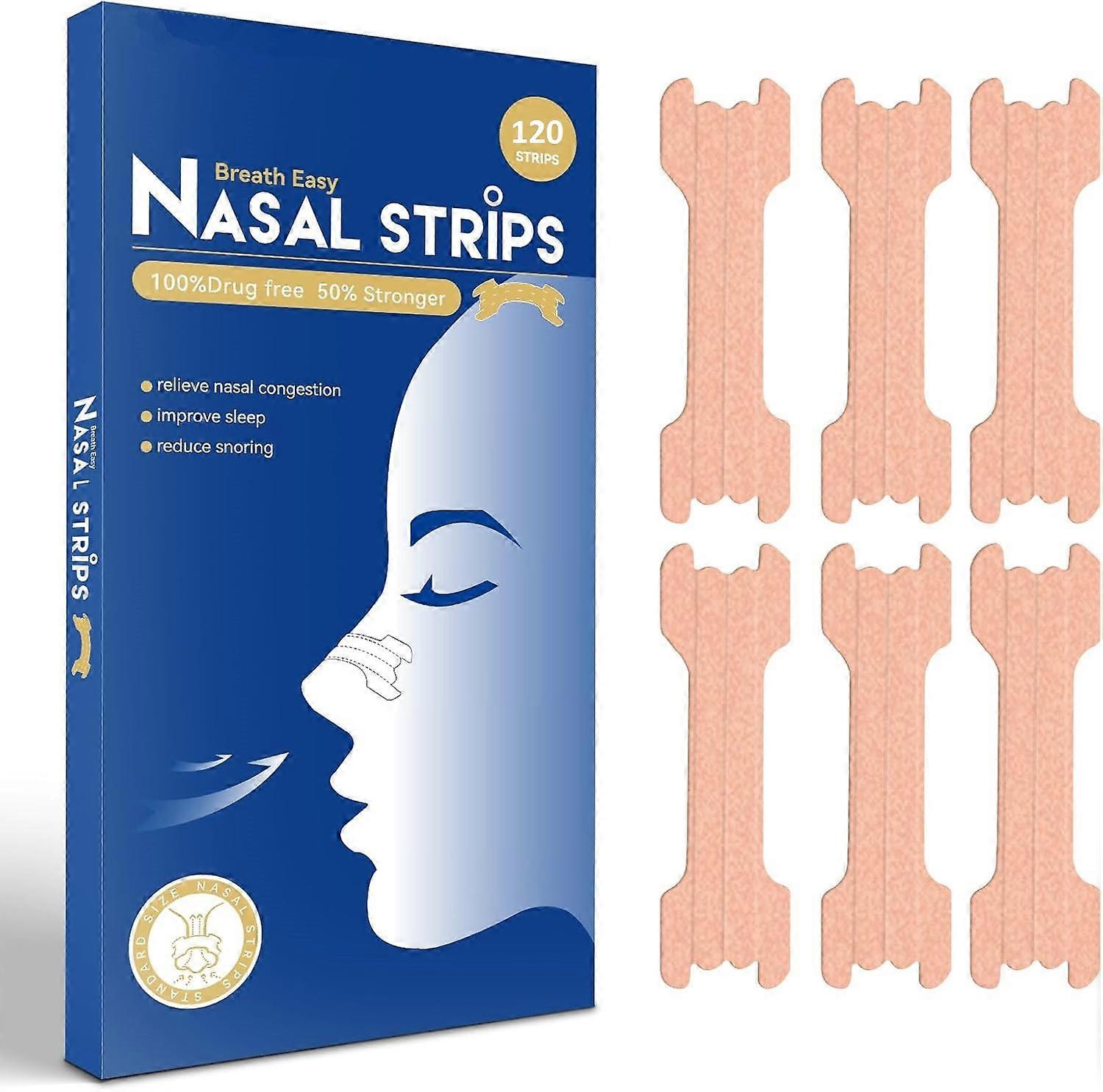 120pcs Nasal Strips, Snore Stopper for Sports & Sleep, Nose Strips Anti Snoring Devices, Relieve a Blocked Nose Due to Colds & Allergies