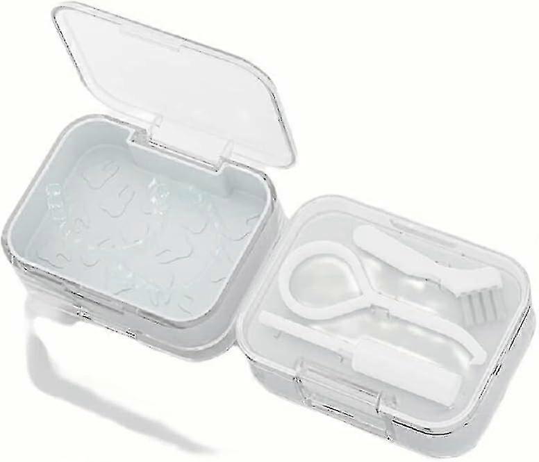 Prosthesis Retainer Cleaning Set,portable Drosthesis Container For Storing(brown)