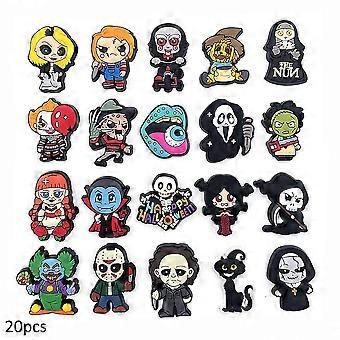 20 kpl/setti Cartoon Horror &; Halloween -sarjan hahmot Croc-kengät Charms for Crocs Tukkisandaalit Sisustustarvikkeet