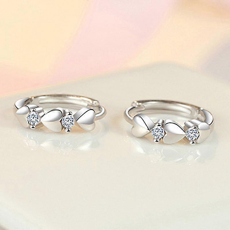 Love Shape Pure Silver Cubic Zirconia Thin Earring