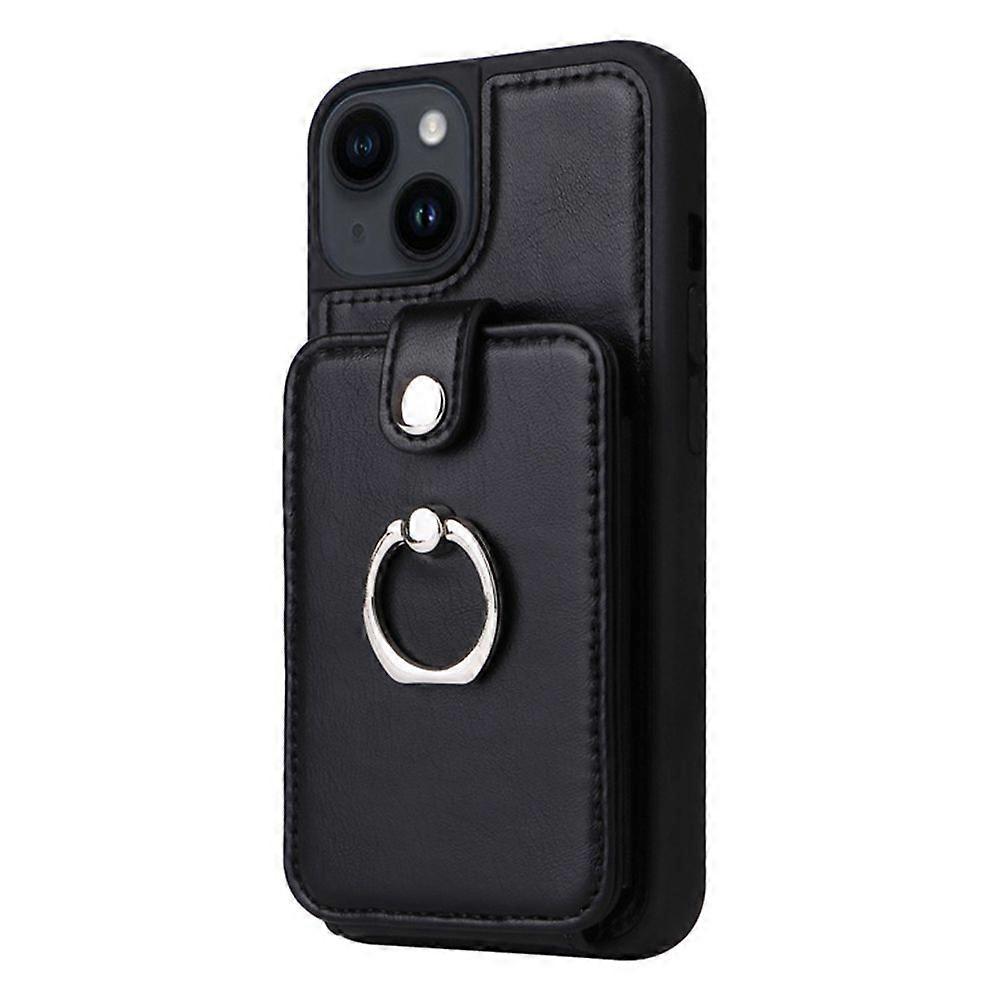 Phone Wallet Case Compatible Iphone 15 Pro Max/15 Pro/15 Plus/15 Scratch Resistant Shockproof 360 Rotating Ring Finger Grip Kickstand Faux Leather Car
