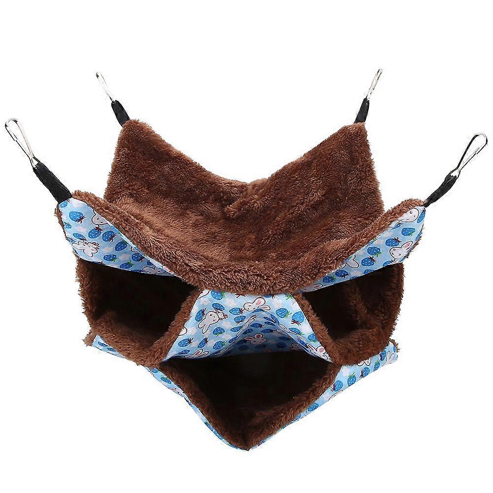 Three Layer Small Pet Warm Hammock Hanging Bed Sleeping Bag for Hamster Sugar Gilder SquirrelsBlue