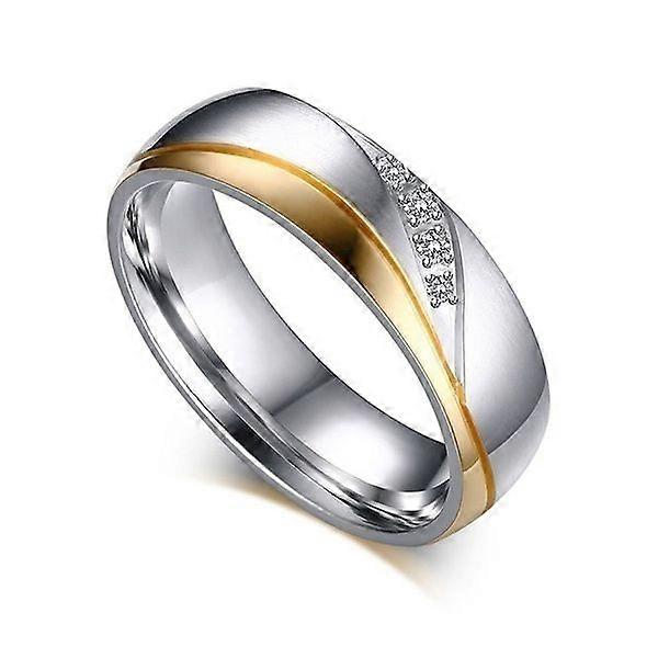 Stainless Steel Couple Ring [with Diamonds]