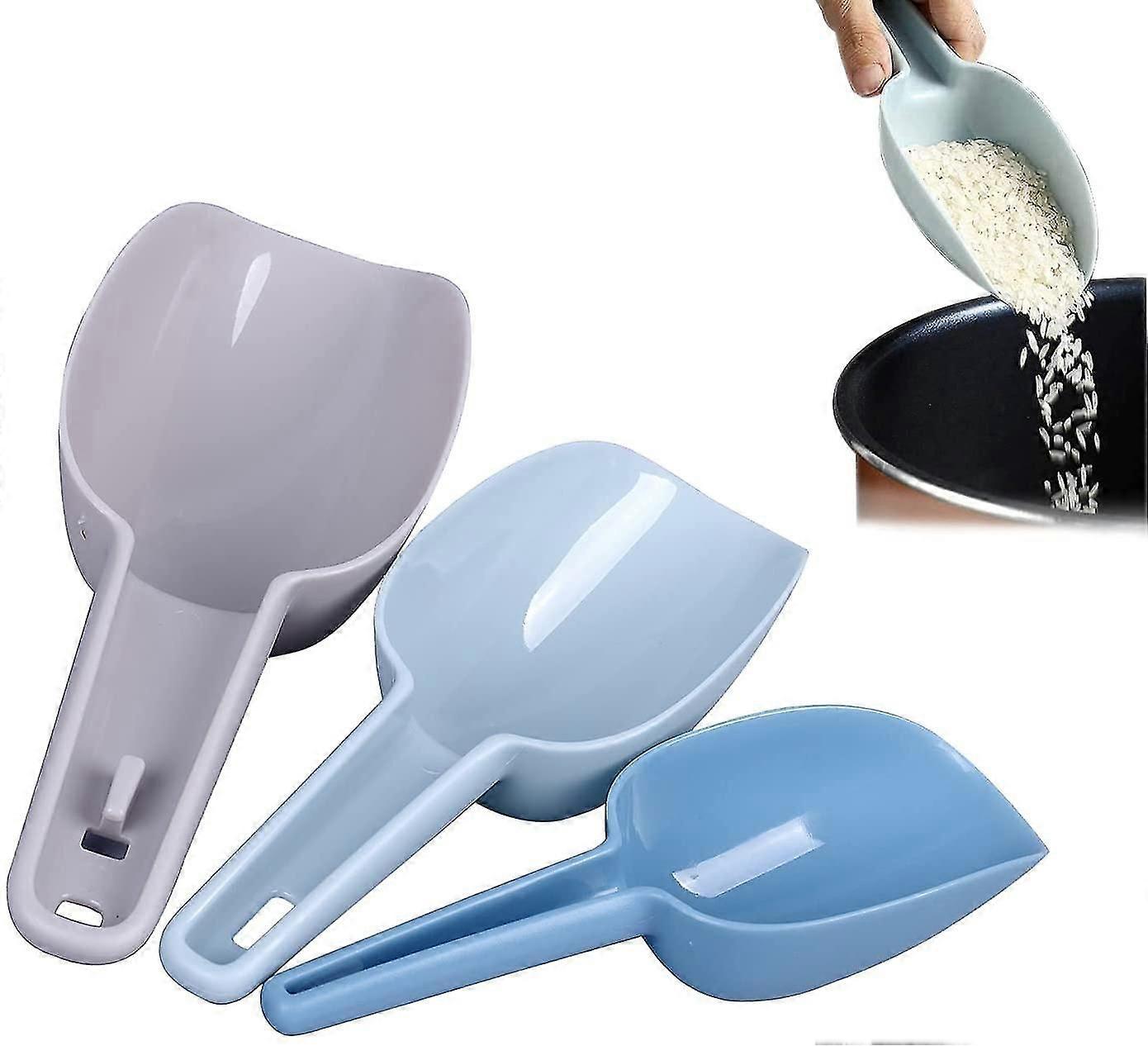 Set Of 3 Multi-purpose Plastic Kitchen Scoops For Canisters, Ice Scoop, Flour Scoop, Measuring Scoops Set 3 Sizes, For Powders, Dry Foods,candy,pop Co