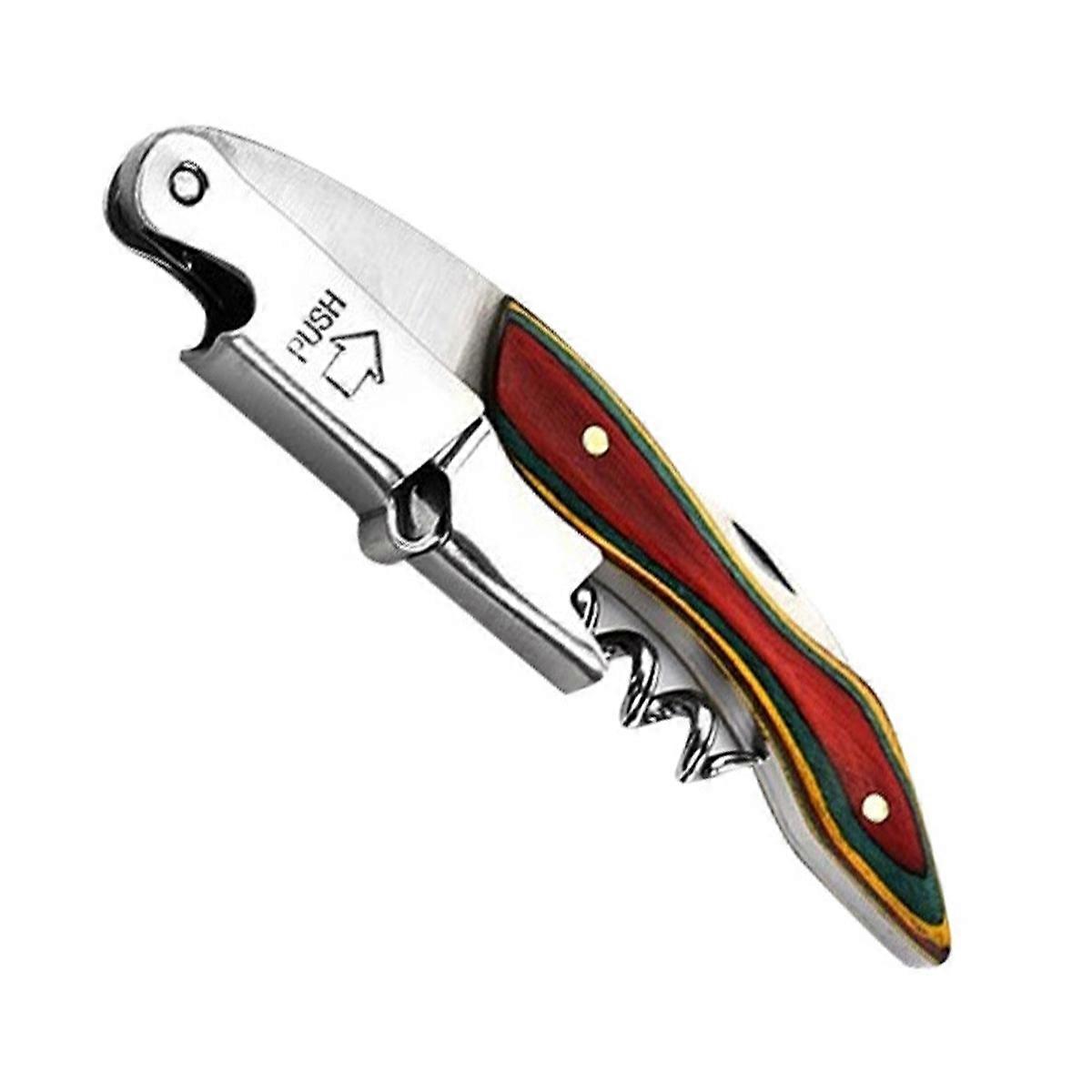 Professional sommelier bottle opener, beer bottle opener and foil cutter 3 in 1 manual wine key with foil cutter and double hinge pivot