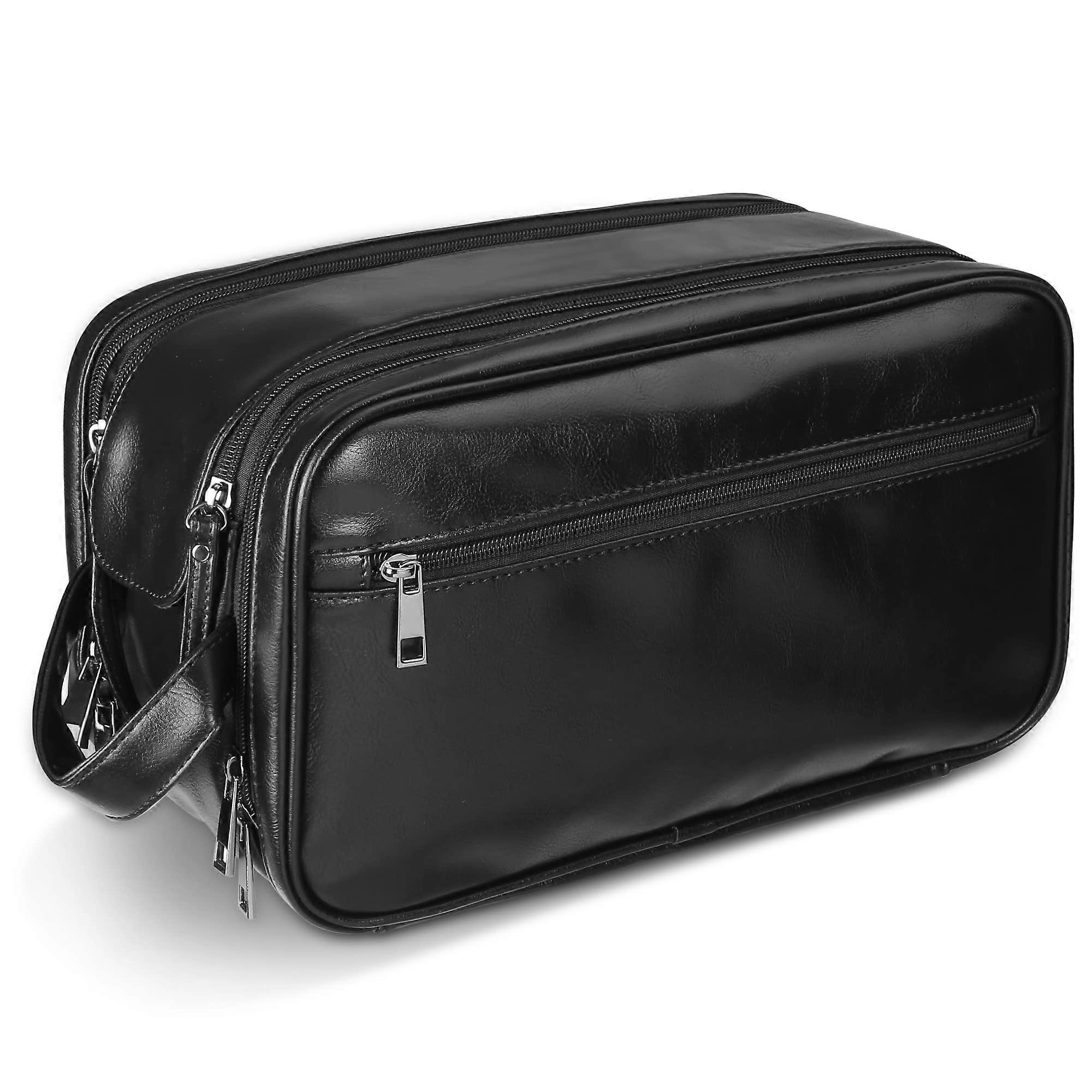 Men's Leather Travel Toiletry Bag, Large Shaving Kit