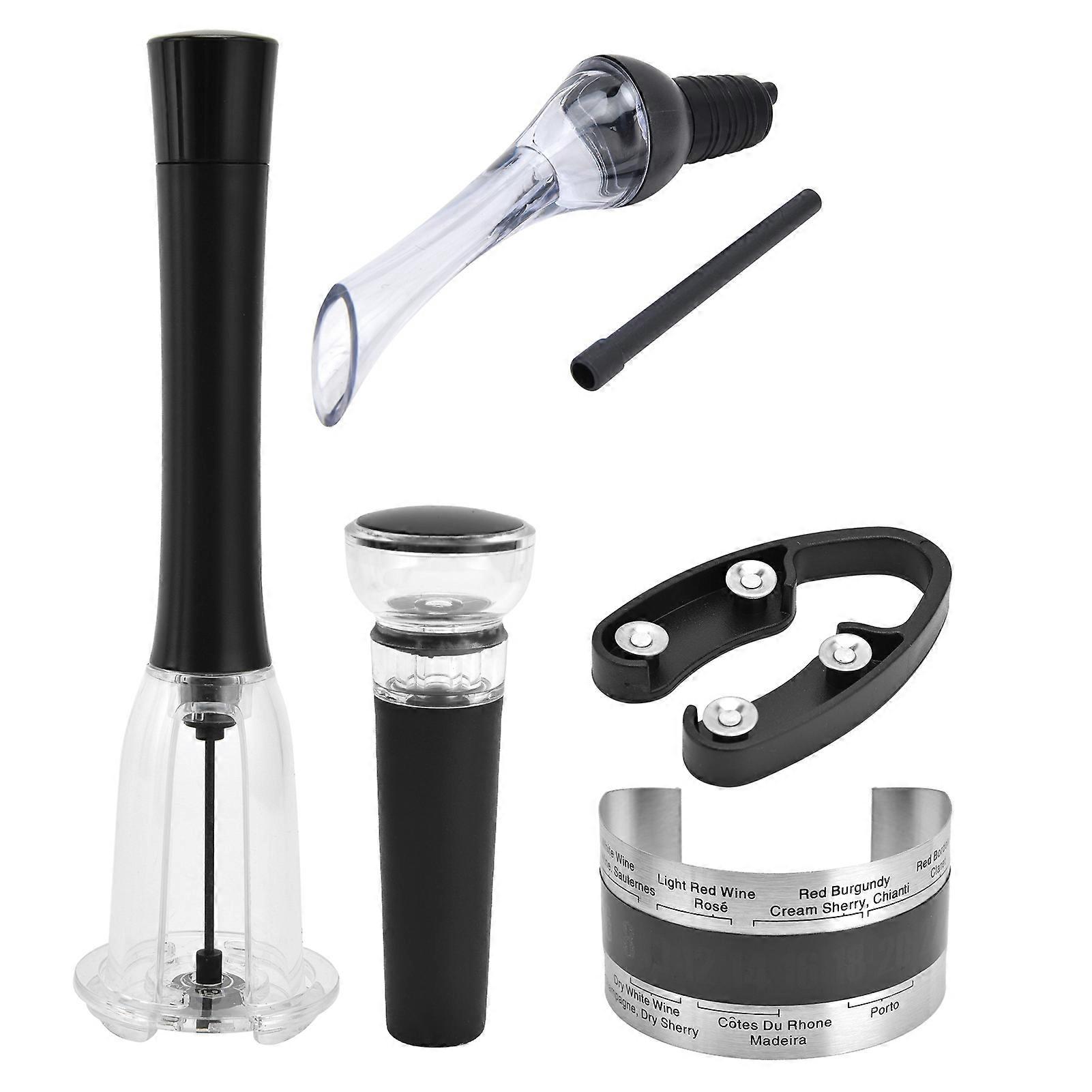 Air Pump Wine Opener Set, Includes Stopper, Cork Remover, and Pourer