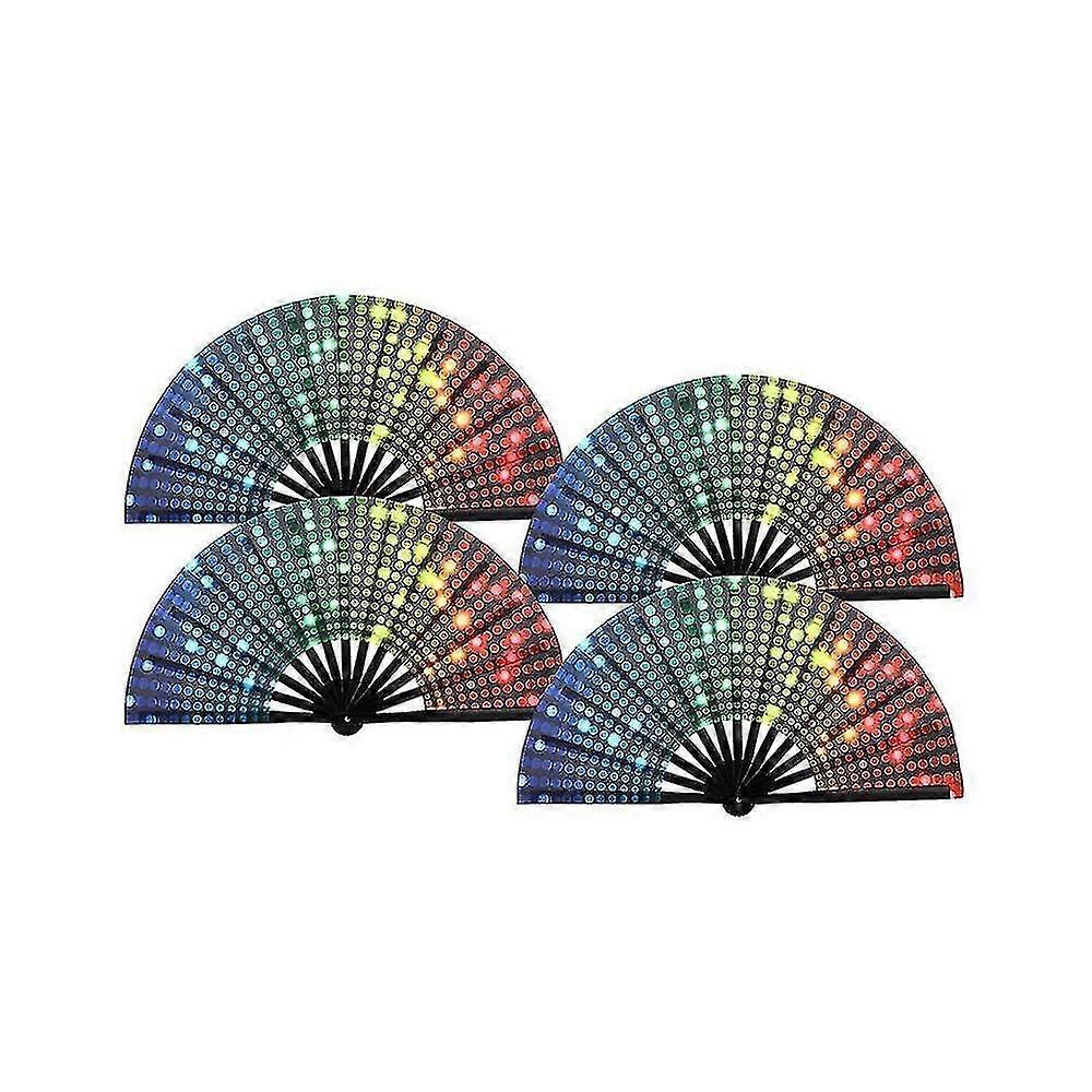 4 Pcs Foldable Fan Rainbow Sequins Pride Handheld Fan For Adults Drag Queen Festival Fan Chinese Folding Hand Fan