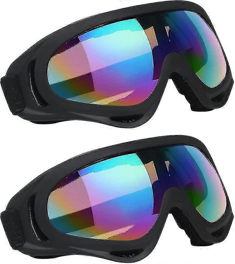 2pcs Ski Goggles,snowmobile Motorcycle Protection Glasses Lens Anti-dust,uv Protection,anti-fog,windproof