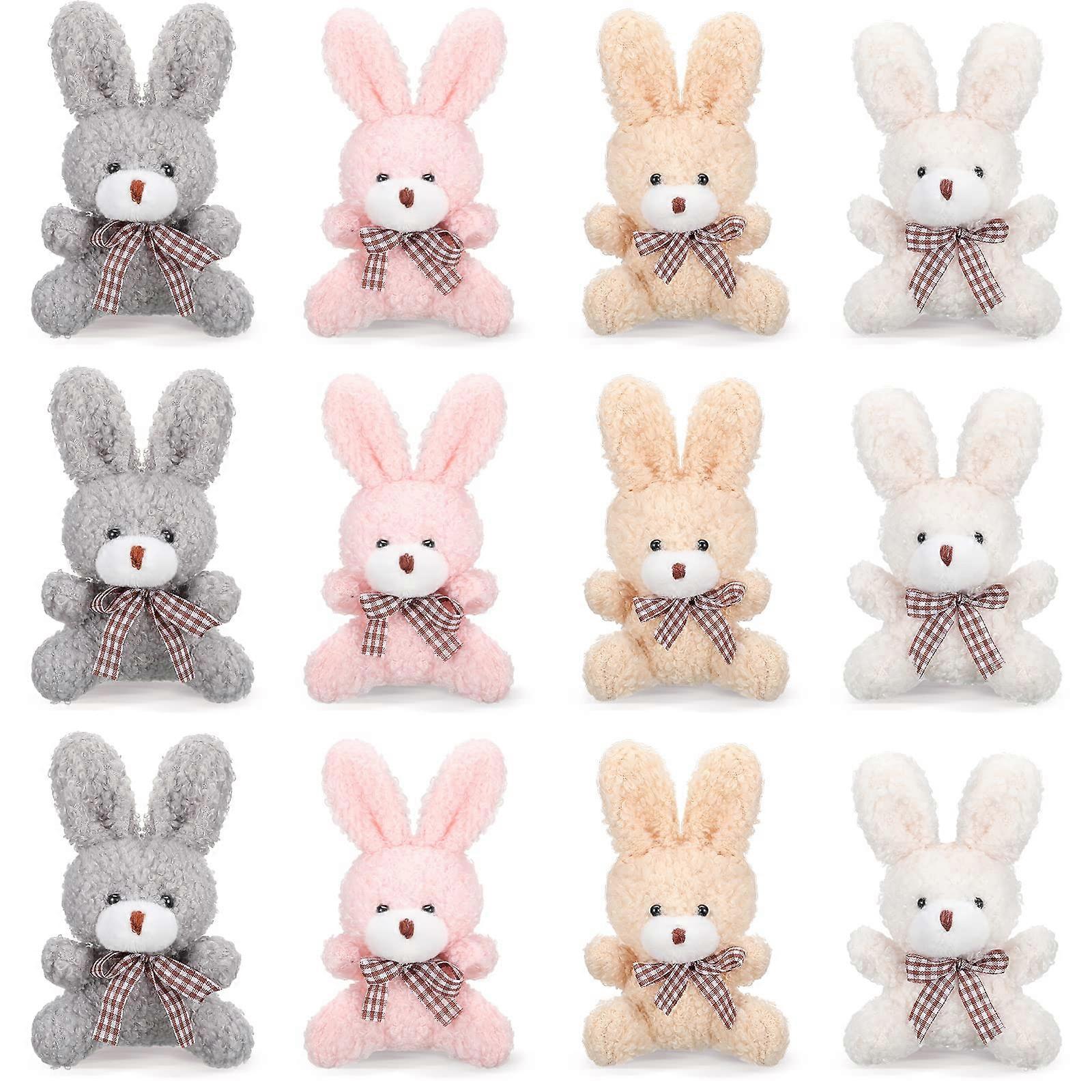 12 Pcs 4 Inch Plush Valentine Bear Toys in Various Colors