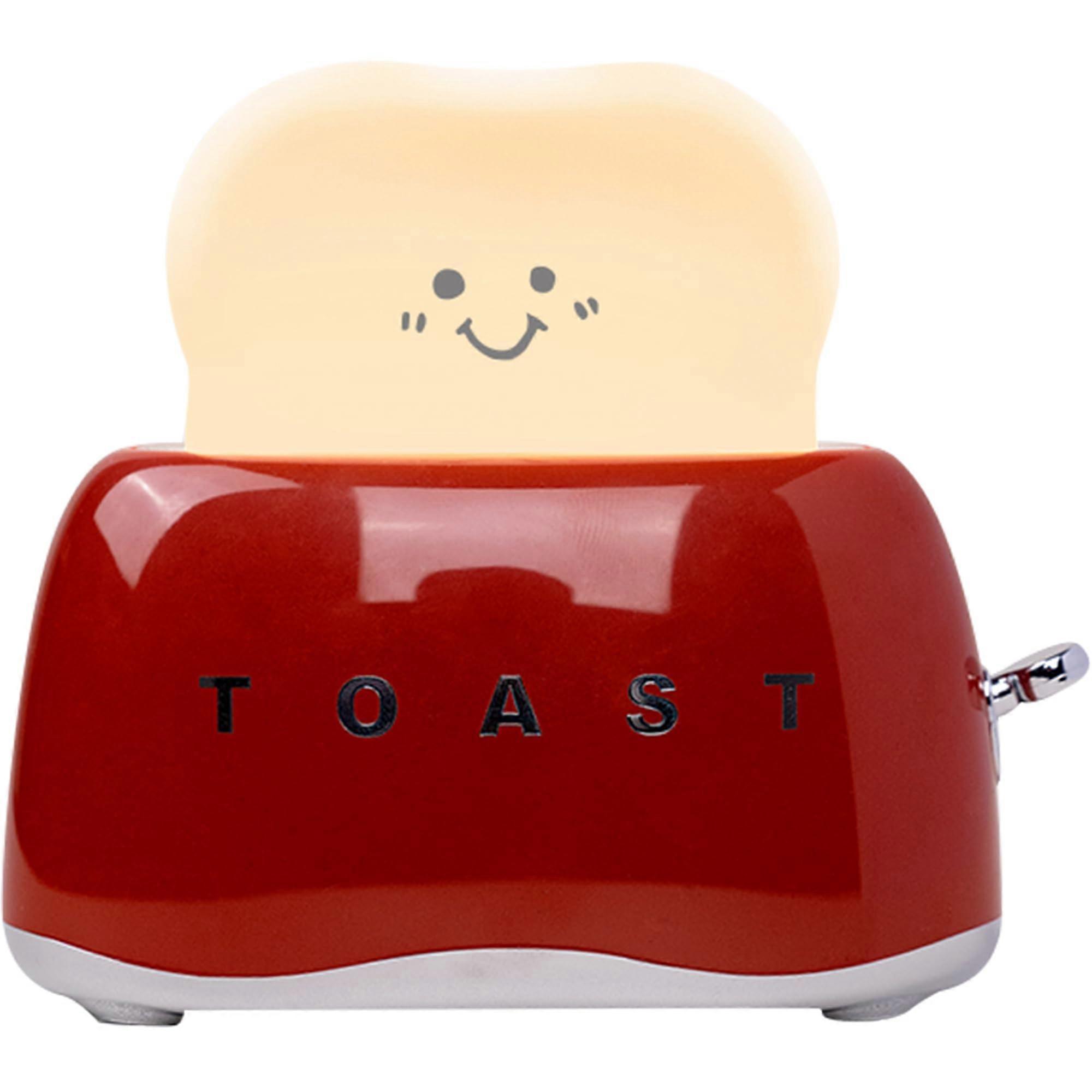 Cute cartoon toaster LED night light, red