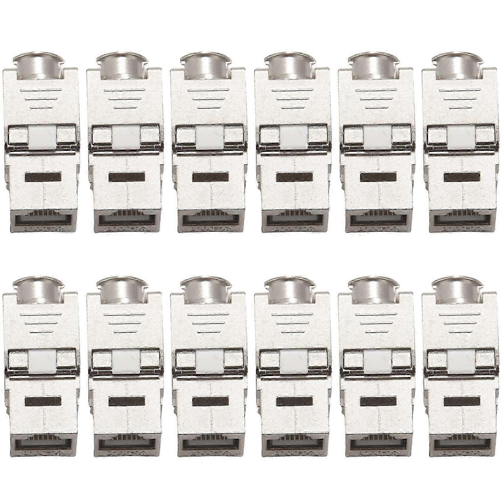 12 Pcs Rj45 Cat7 Cat6a Shielded Zinc Alloy Module Network Jack Connector Adapter 10gb Network