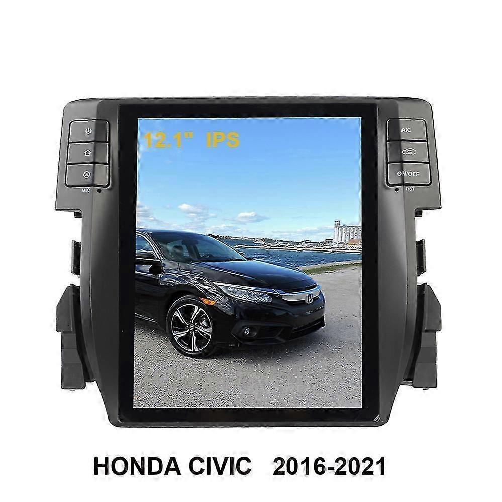 4G+64G Tesla Style Android 9.0 Car GPS Navigation For Honda Civic 2015-2022 Auto Radio Stereo Multimedia Player with BT WiFi DSP