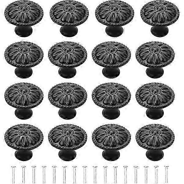 16pcs Black Door Knob Kitchen Cabinet Handles Drawer Knobs Vintage