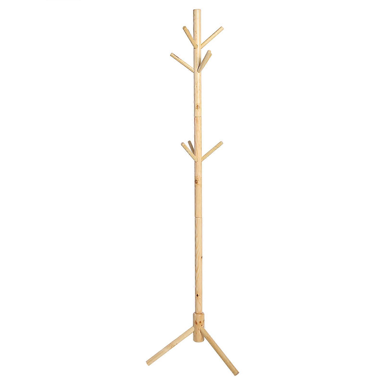 Wooden 9 Hooks Tree Style Coat Hat Rack Bag Clothes Garment Hanger Stand Home
