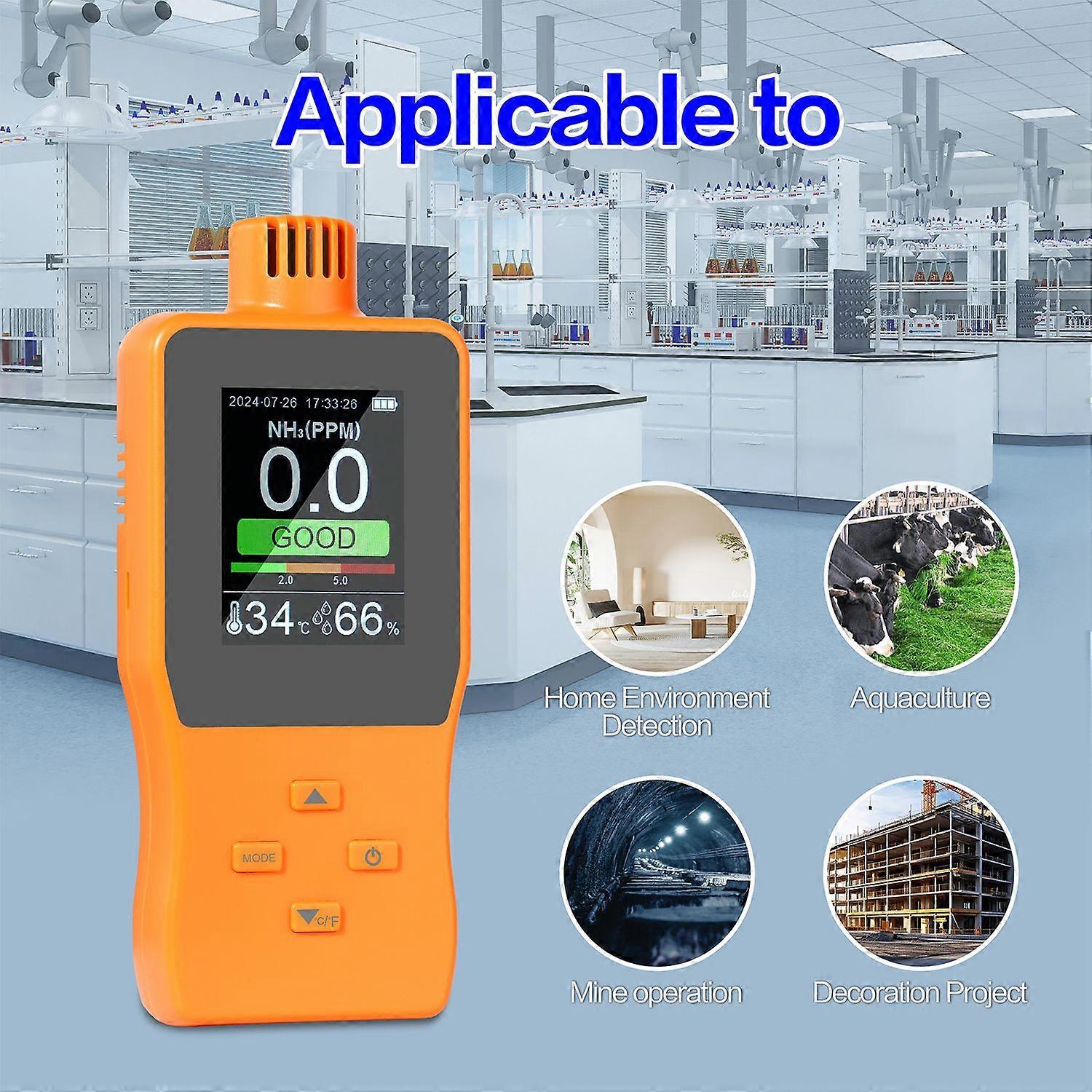 Handheld Ammonia Gas Detector 0~100 PPM Digital NH³ Gas Tester with LCD Display Temperature(℉/℃) Hum