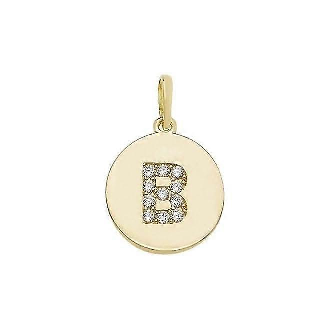 9ct Yellow Gold Round Zirconia Initial Pendant PN610/B
