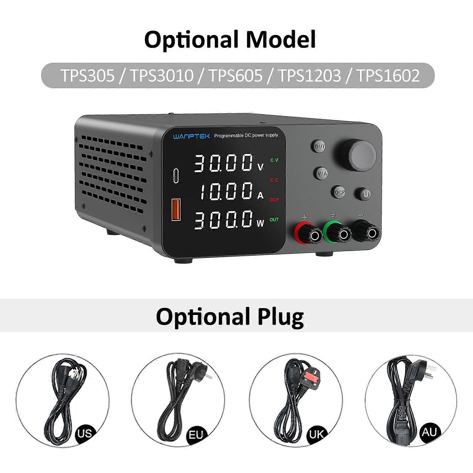 WANPTEK Variable DC 60V 5A Bench 4-Digits LED Display Adjustable Switching Power Supply with Encoder Adjustment Knob Output Enable/Disable Button