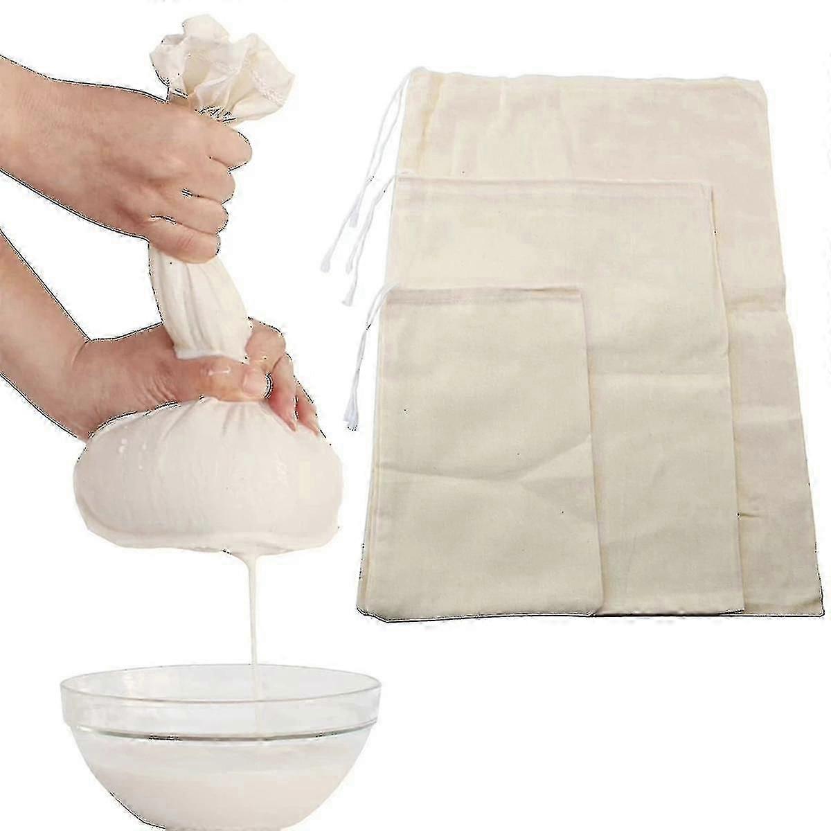 Organic Cotton Reusable Cheesecloth Bags for Nut Milk Brewing Tea Coffee Filter
