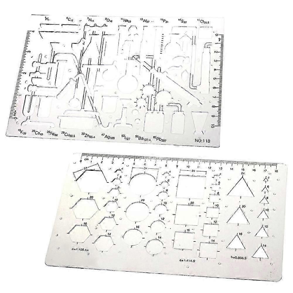 Set of 2 Chemistry Chemical Lab Laboratory Geometry Technical Drawing Template Stencil