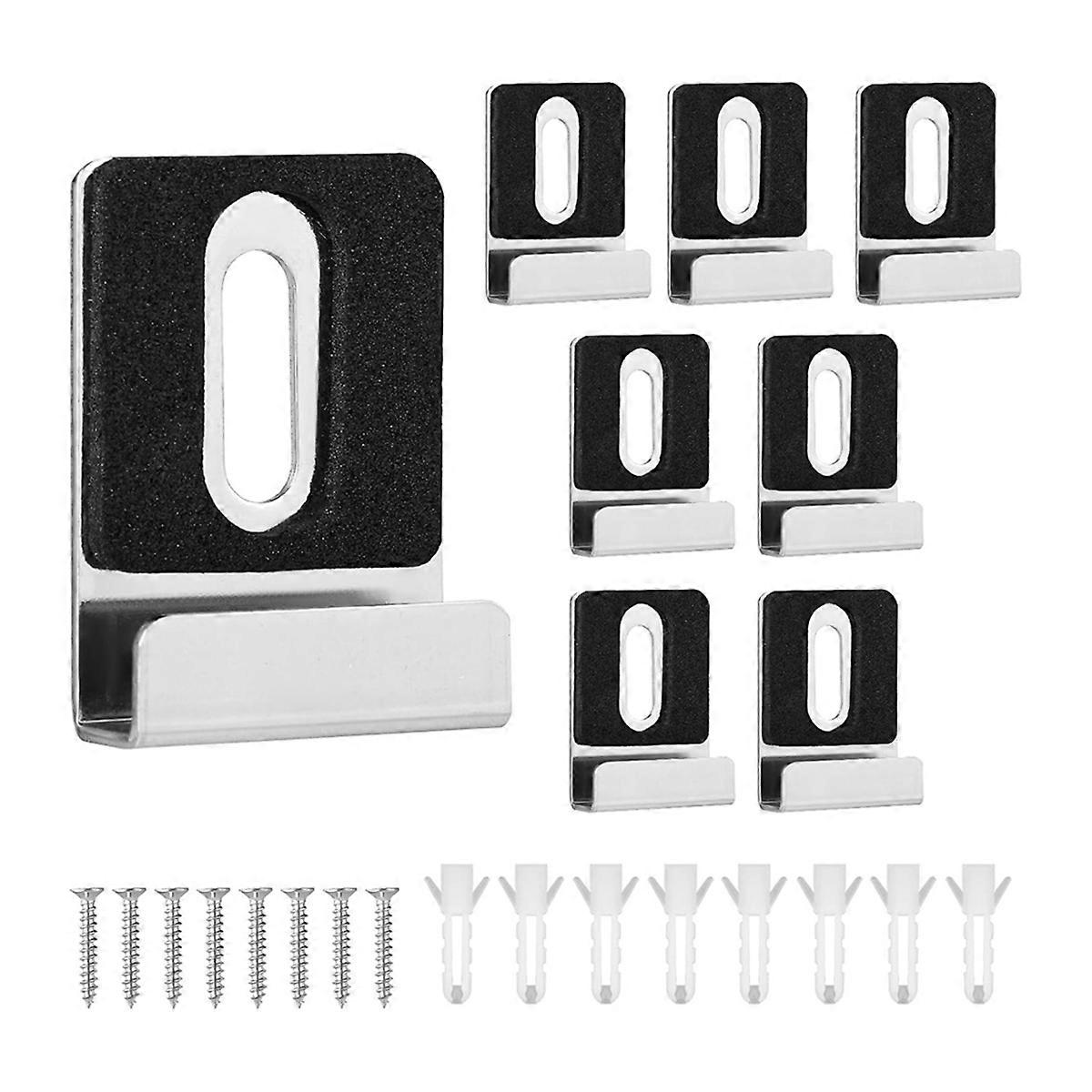 8pcs Metal Mirror Holder Kit, Mirror Clips with Screws silver