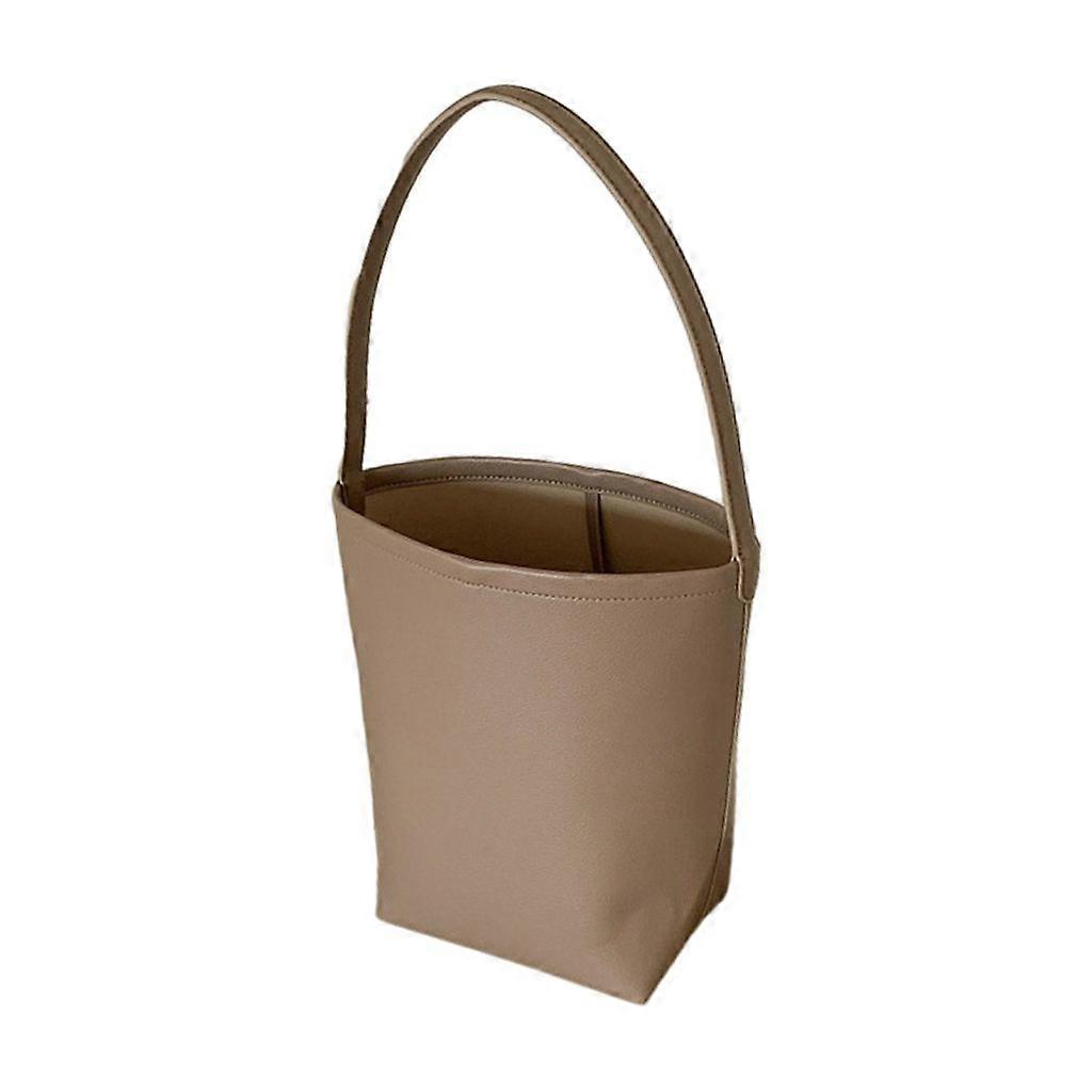 Solid Color Shoulder Bag Large Capacity Simple Bag Bucket Bag PU Handbag