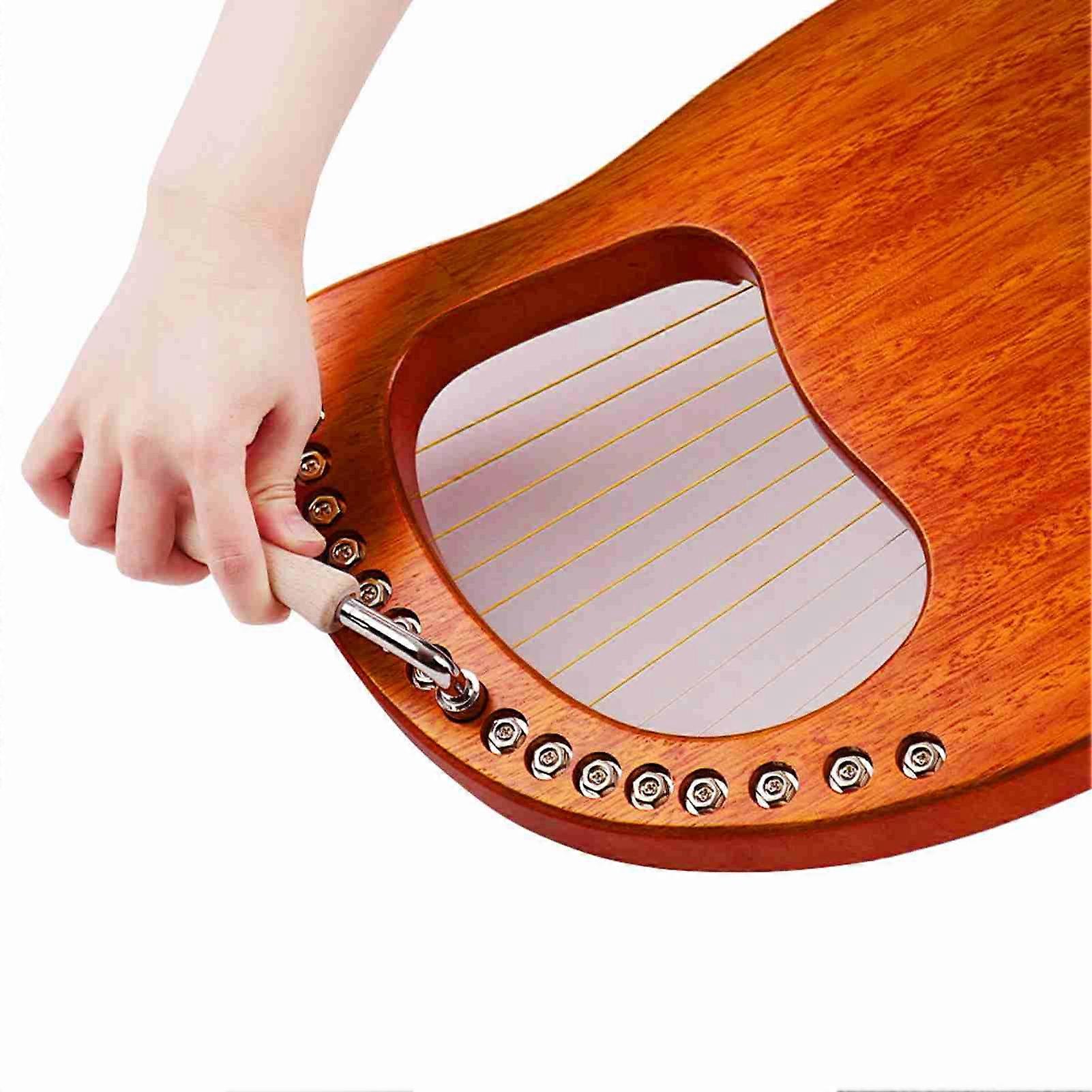 Walter.t 16-String Wooden Lyre Harp Metal Mahogany Solid Wood String Instrument with Carry Bag Tuning Wrench Cleaning Cloth Strings WH16