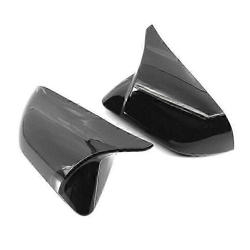 Gloss Black Horn Style Side Door Rearview Mirror Cover Trim Shells Cap for 2015-2022