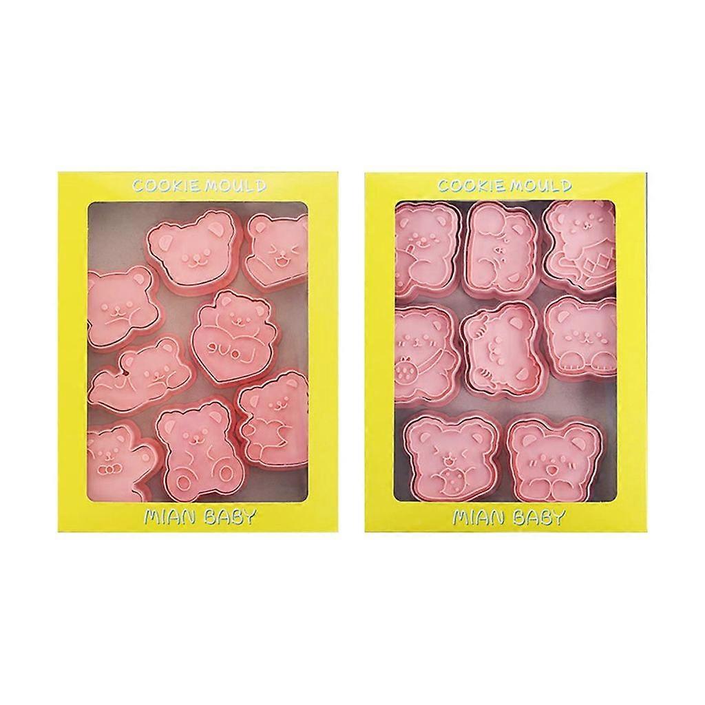 16Pcs Cartoon Bear Molds Household Diy Baking Tools Handmade Cookie Mold