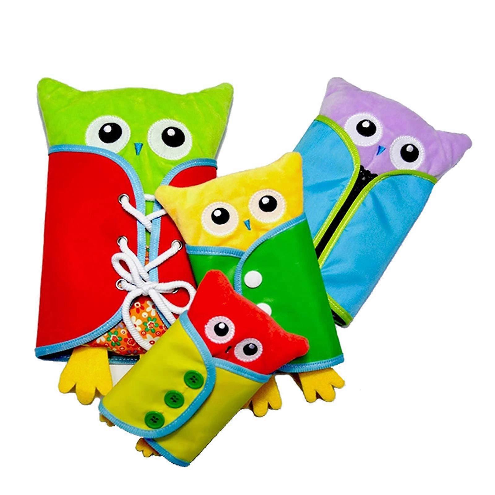 Learn to Dress Owl Doll Toys for Kids - Early Learning Busy Board with Lace, Snap, Button, Zip Skills for Preschool Education