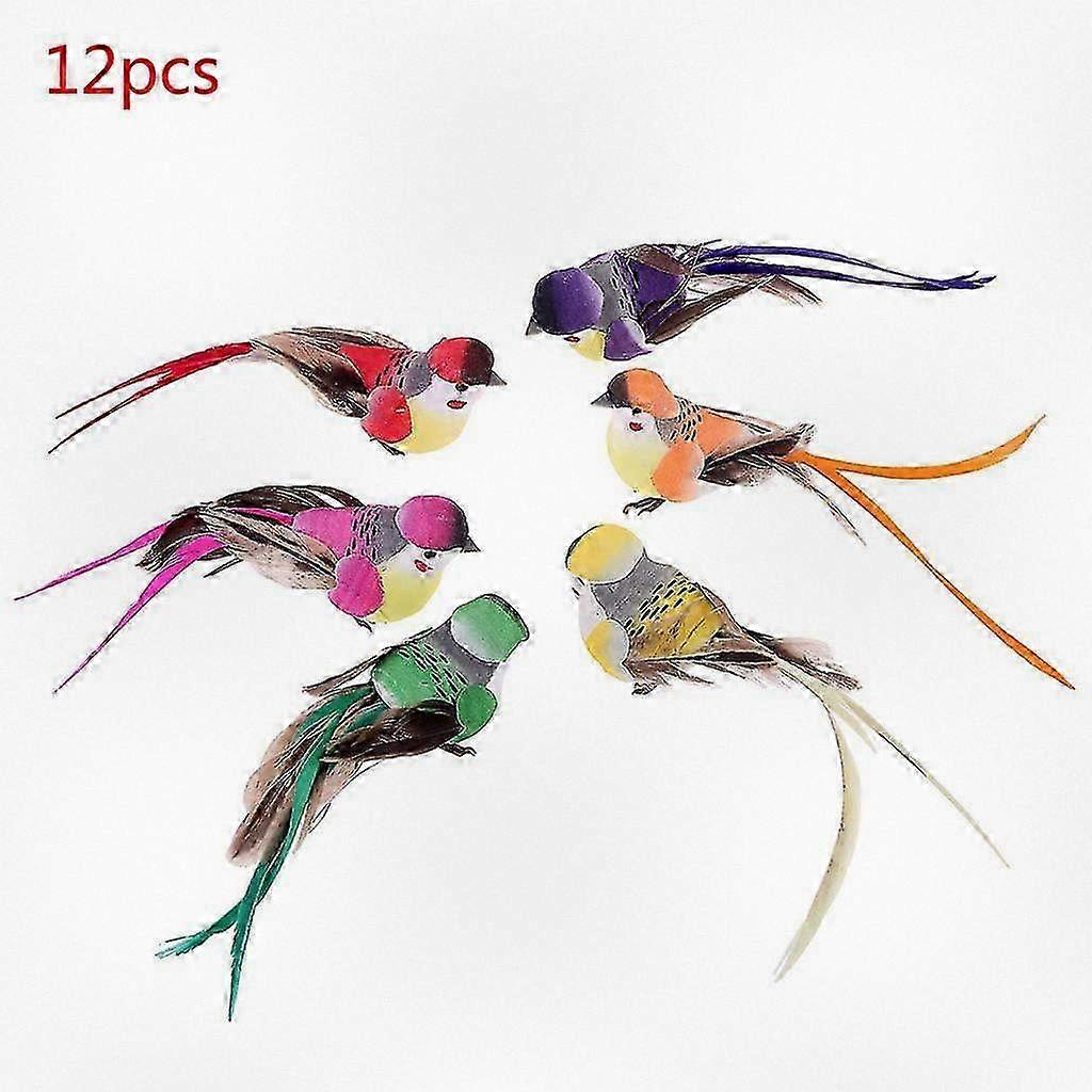 12-Piece Artificial Feather Mini Bird Decor DIY Craft Set
