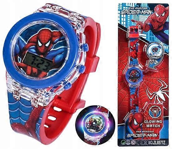 Spiderman Barnklocka För Pojke Barn Led Ljus Elektronisk