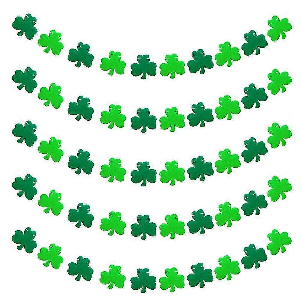 5PCS St. Patrick's Party Clover String Flags Carnival Decorations (Diameter 7CM)