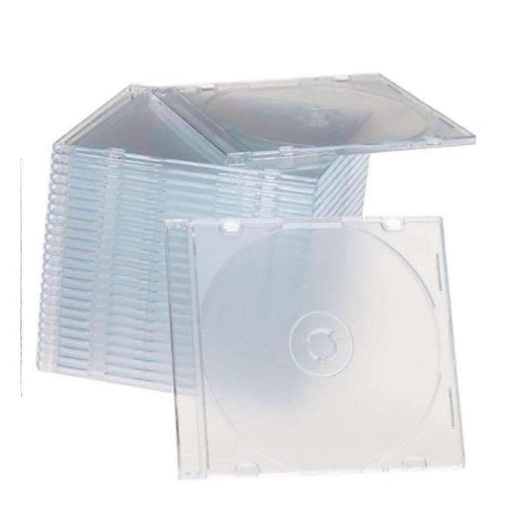 Ultra Thin 5.2mm Slim Clear CD Jewel Case with Frosted Tray, Space-Saving Design, 50 Pack for Disc Storage