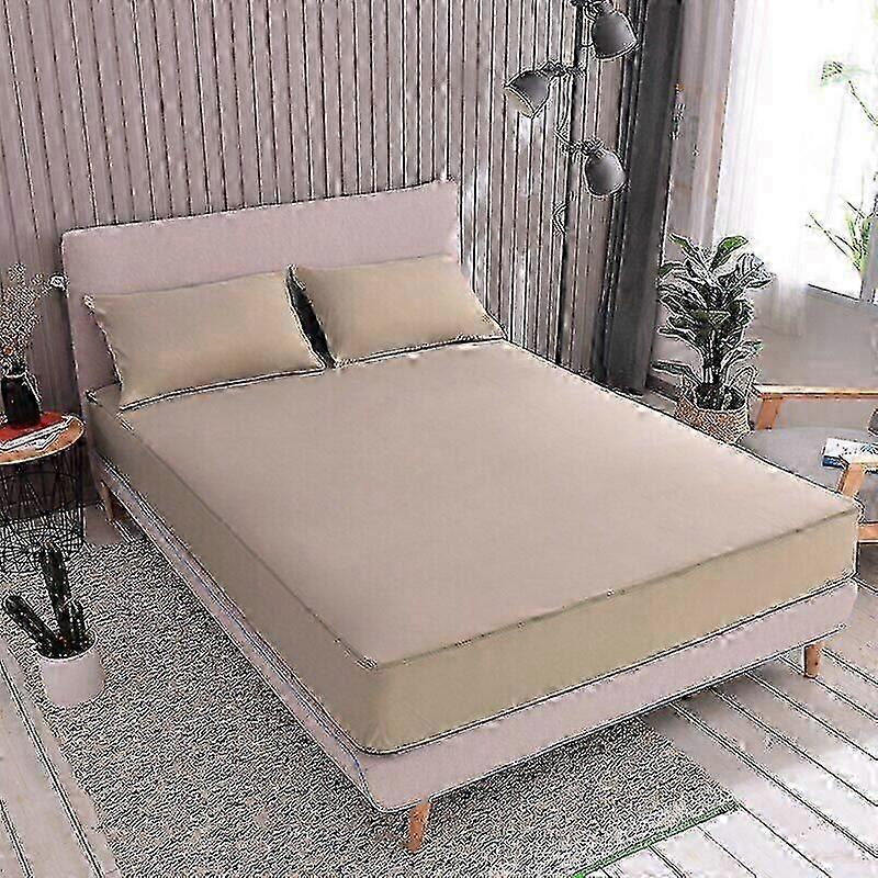 Six Sides All Inclusive Matlasted Bed Mattress Cover Protector Fermoar Solid Color