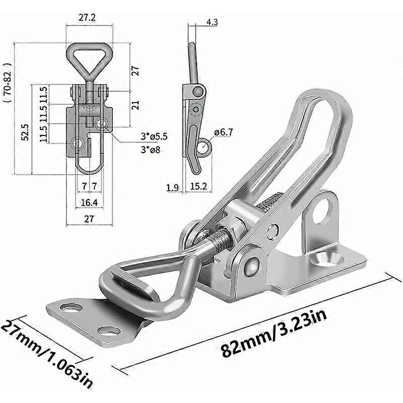 Metal Iron Toggle Lock, 2 Pieces Metal Toggle Lock, Lever Lock, No Rust, Firmly Fixed, Clip Lock Toggle Lock for Fastening and Tightening Cabinet Trun