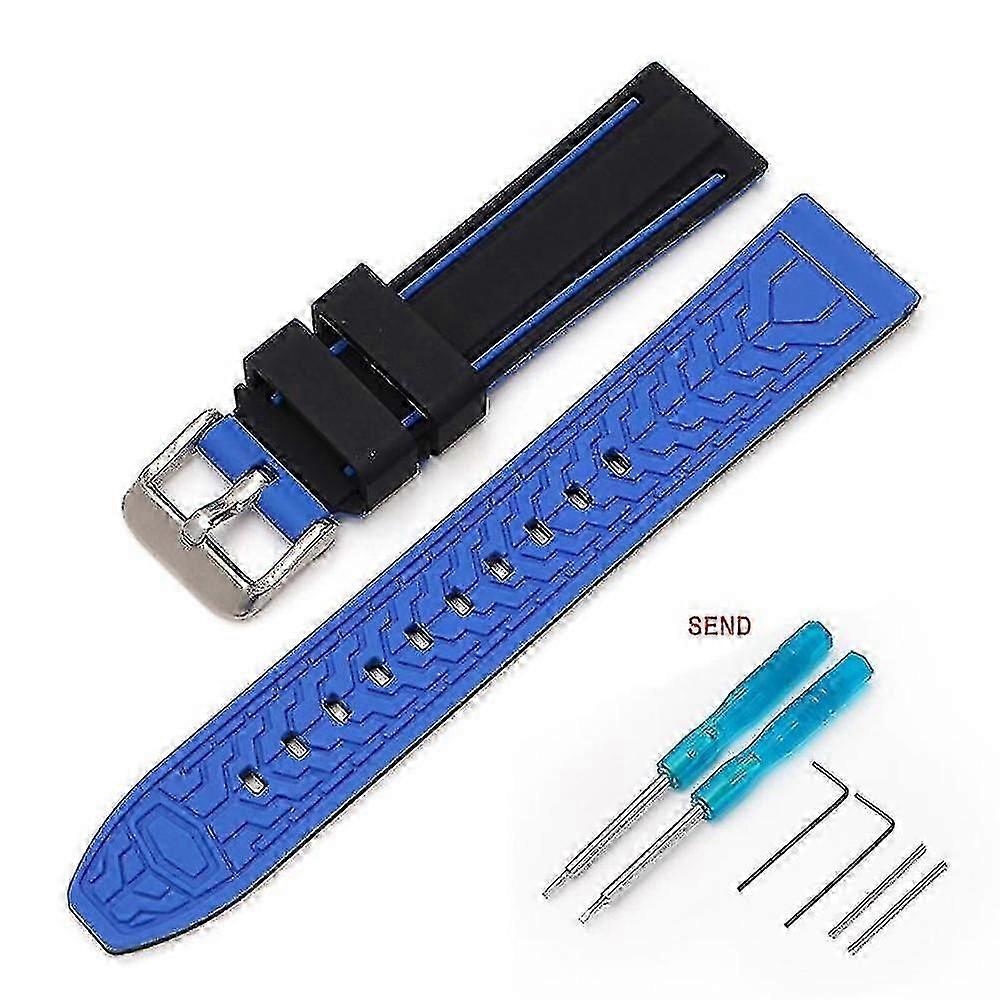22MM For Blancpain & Swatch Fifty Fathoms Two-Color Silicone Strap Included Tool