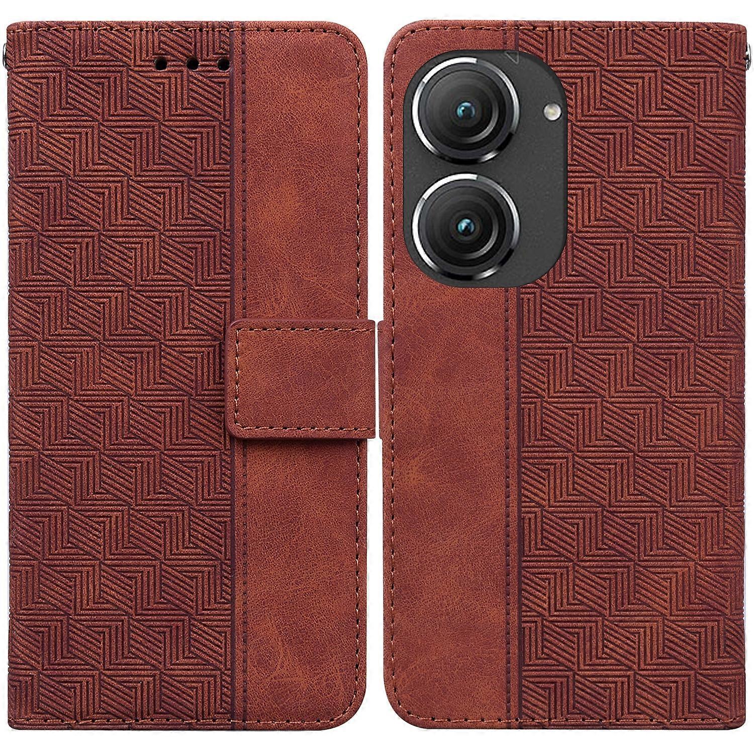 For Asus Zenfone 9 Geometric Embossed Flip Leather Phone Case