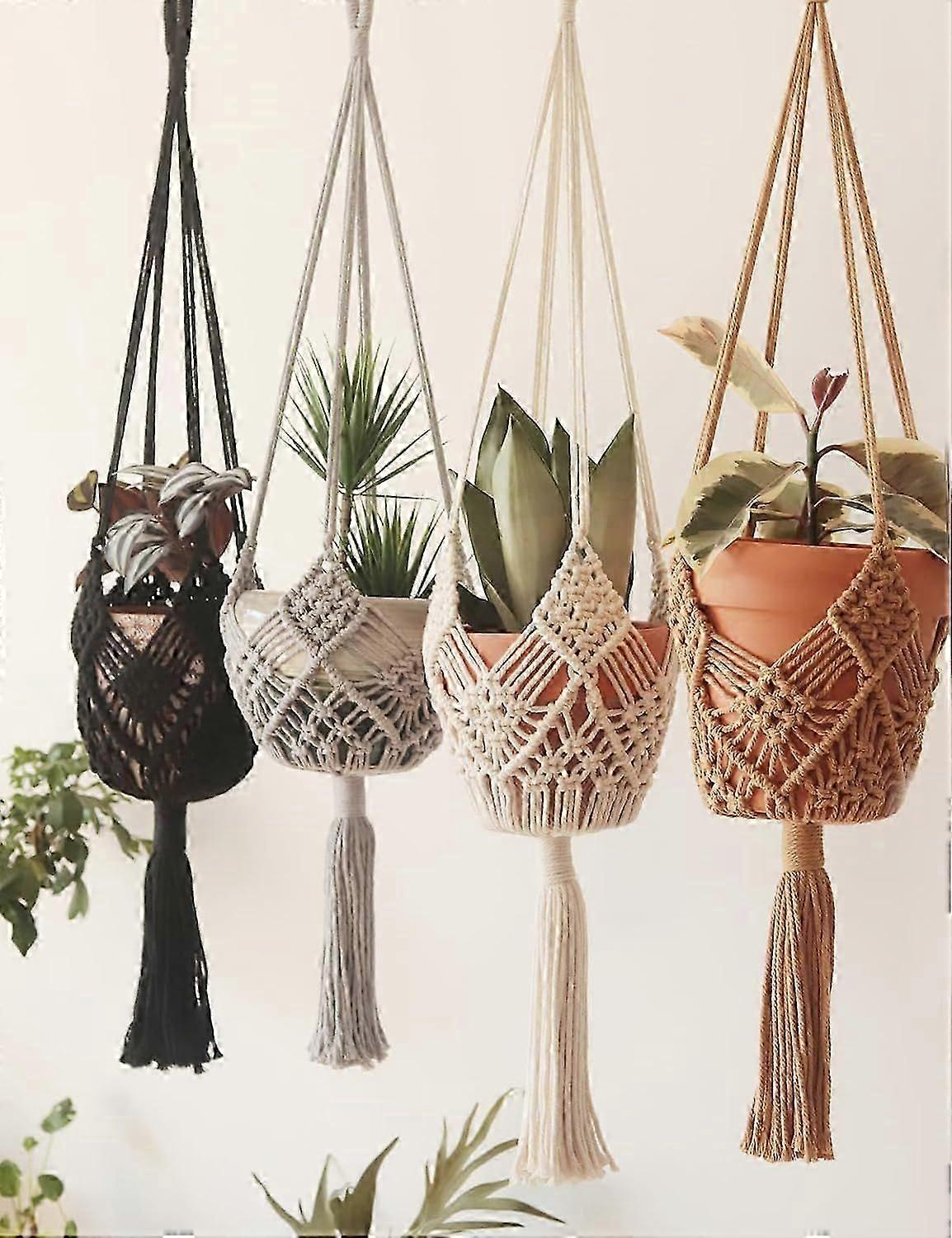 Hanging Planter with Patterns, Macrame Plant Hangers Indoor Macrame for up to 8 inch Pot, Crochet Boho Plant Hanger Holder for Indoor Outdoor