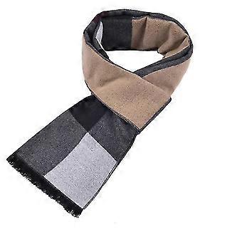 Men's Business Scarf, Mercerized Cotton Imitation Cashmere, Lattice Pattern, 30x180cm