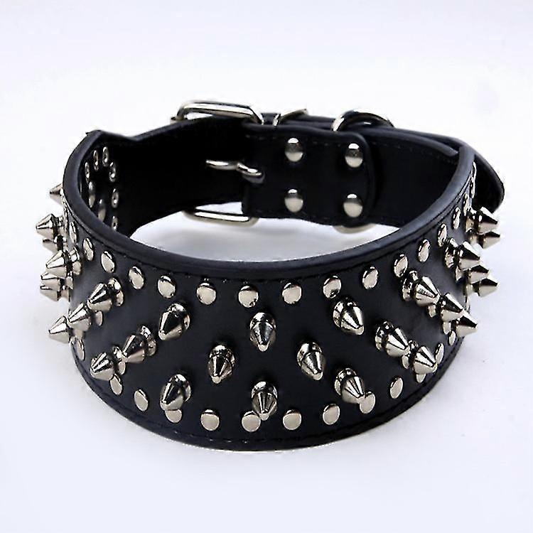 Spiked Studded Dog Collar Stylish Leather Dog Collar With Bullet Rivets And Rhinestones Soft And Adjustable For Medium And Large Dogs