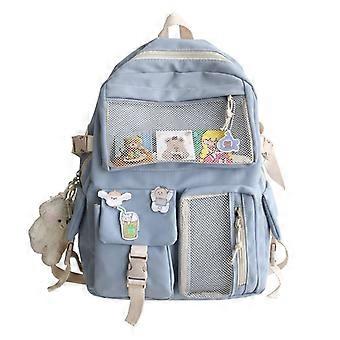 Kawaii Women's Backpack Japanese Harajuku Anime College Girl Schoolbag, Birthday Gift for Girls Teens A-04 (Blue,L:32cm W:13cm H:43cm)