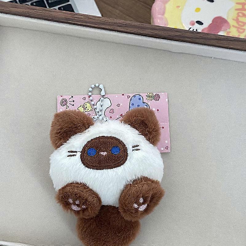 Kawaii لينة محشوة طويل الذيل القط اللعب سلسلة المفاتيح أفخم دمية حقيبة سيارة قلادة كيرينغ حلية أطفال هدية عيد الميلاد