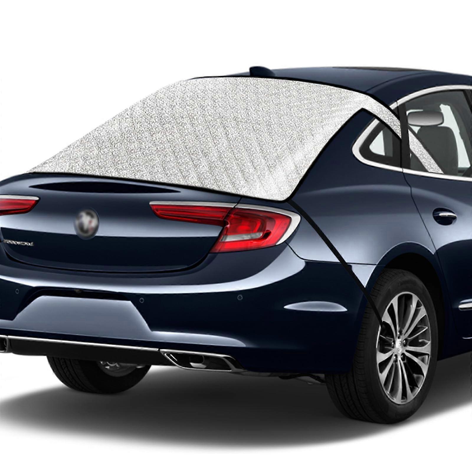 Car Rear Windshield Cover 4-Layer Waterproof Back Window Protector Windproof Strap Fits Sedans SUVs Medium