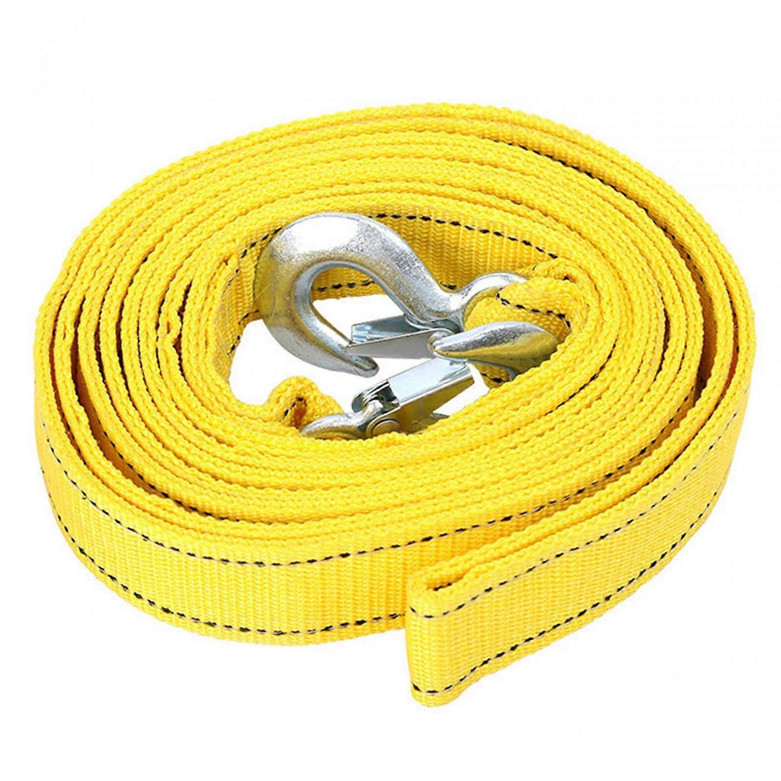 Heavy Duty Tow Strap with Hooks ATV Tow Strap Durable High Strength Yellow Anti
